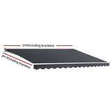 Awnings: Instahut Retractable Folding Arm Awning Manual Sunshade 5Mx3M Grey