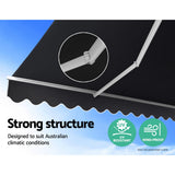 Awnings: Instahut Retractable Folding Arm Awning Manual Sunshade 5Mx3M Grey