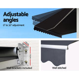 Awnings: Instahut Retractable Folding Arm Awning Manual Sunshade 5Mx3M Grey