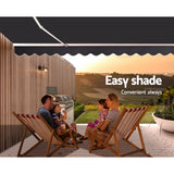 Awnings: Instahut Retractable Folding Arm Awning Manual Sunshade 5Mx3M Grey