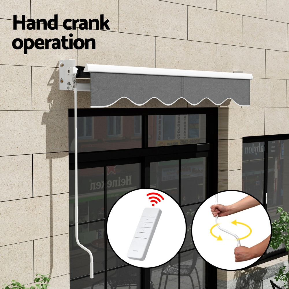 Awnings: Instahut Retractable Folding Arm Awning Motorised Sunshade 2Mx1.5M Grey