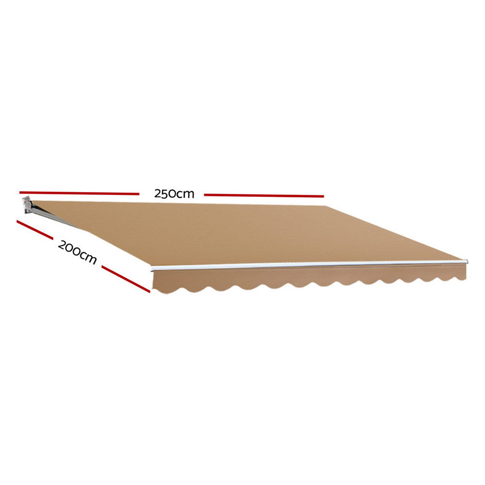 Awnings: Instahut Retractable Folding Arm Awning Motorised Remoter Sunshade 2.5Mx2M Beige