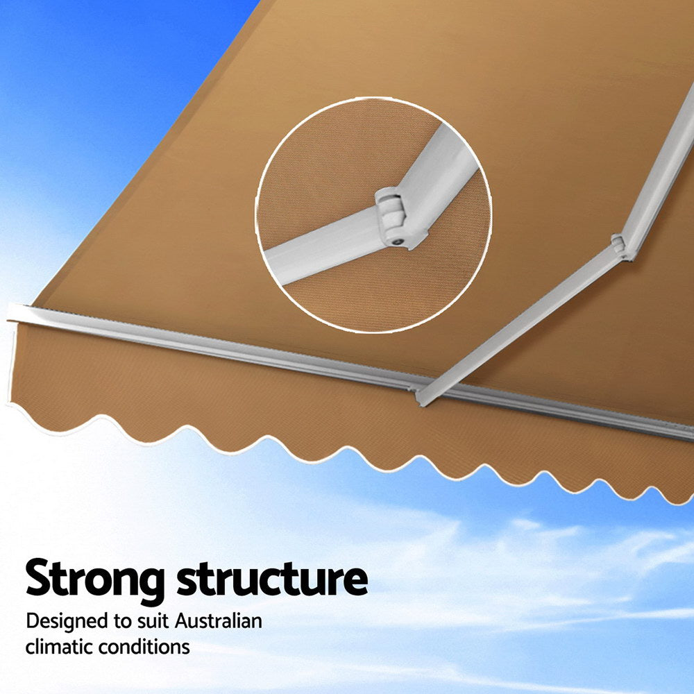 Awnings: Instahut Retractable Folding Arm Awning Motorised Remoter Sunshade 2.5Mx2M Beige