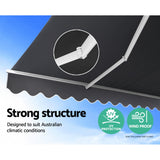 Awnings: Instahut Retractable Folding Arm Awning Motorised Sunshade 2.5Mx2M Grey