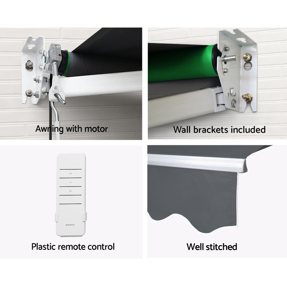Awnings: Instahut Retractable Folding Arm Awning Motorised Sunshade 2.5Mx2M Grey
