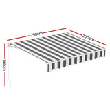 Awnings: Instahut Retractable Folding Arm Awning Motorised Sunshade 2.5Mx2M Grey White