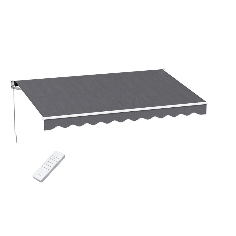 Awnings: Instahut Retractable Folding Arm Awning Motorised Sunshade 3M X 2M Grey