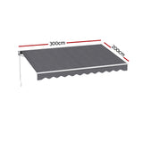 Awnings: Instahut Retractable Folding Arm Awning Motorised Sunshade 3M X 2M Grey