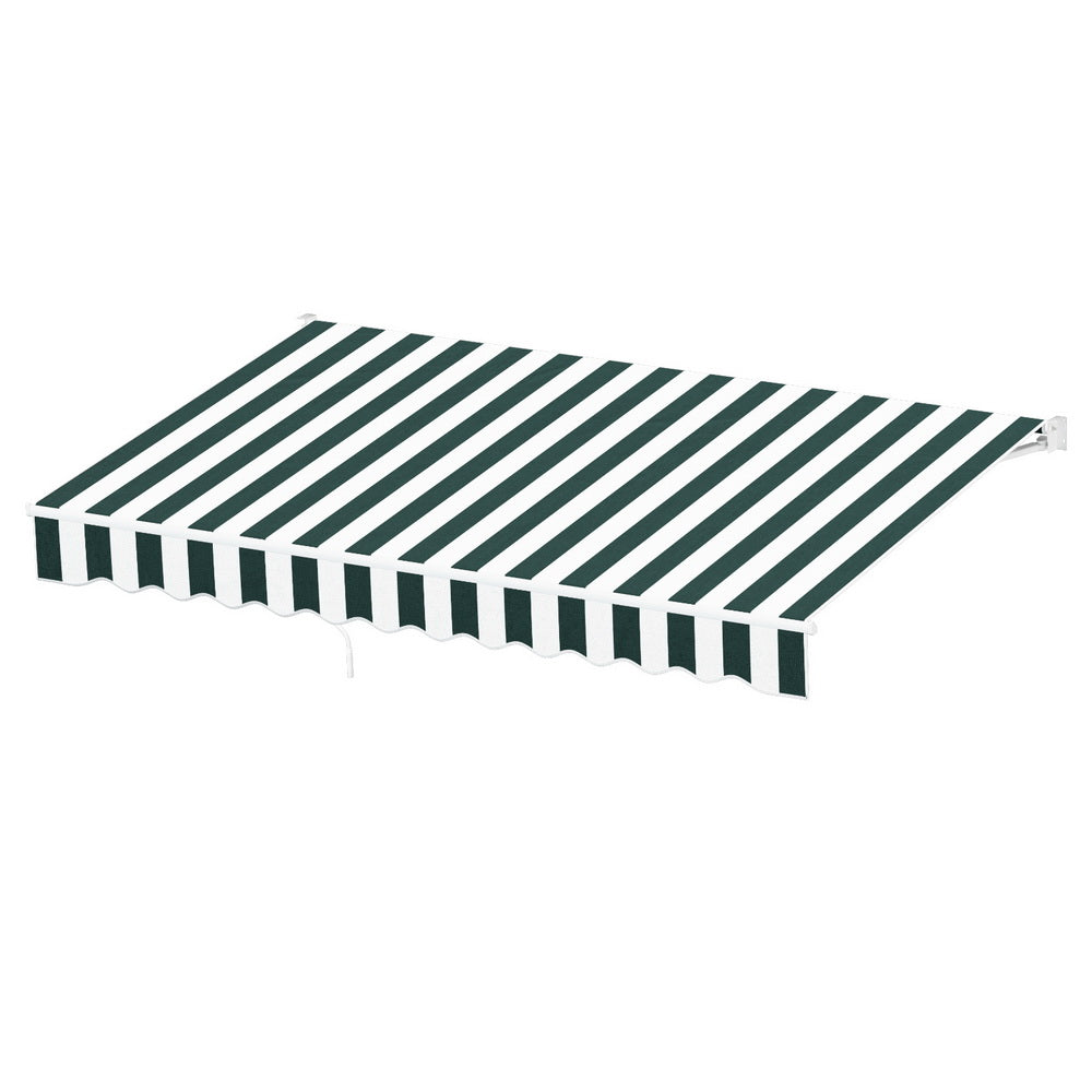 Awnings: Instahut Retractable Folding Arm Awning Motorised Sunshade 3Mx2.5M Green White