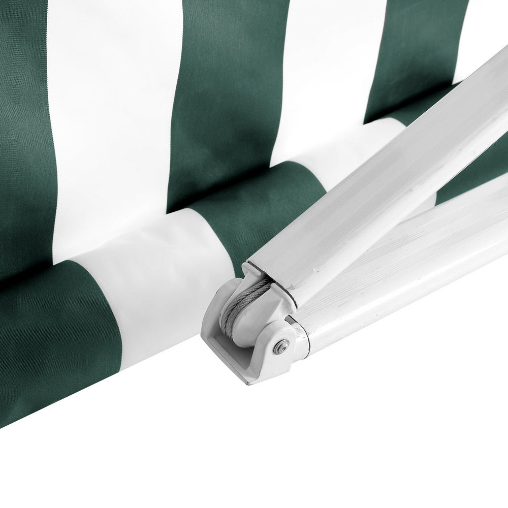Awnings: Instahut Retractable Folding Arm Awning Motorised Sunshade 3Mx2.5M Green White