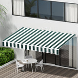 Awnings: Instahut Retractable Folding Arm Awning Motorised Sunshade 3Mx2.5M Green White