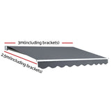 Awnings: Instahut Retractable Folding Arm Awning Motorised Sunshade 3Mx2.5M Grey