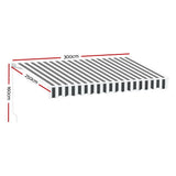 Awnings: Instahut Retractable Folding Arm Awning Motorised Sunshade 3Mx2.5M Grey White