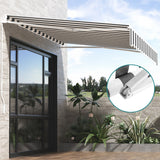 Awnings: Instahut Retractable Folding Arm Awning Motorised Sunshade 3Mx2.5M Grey White