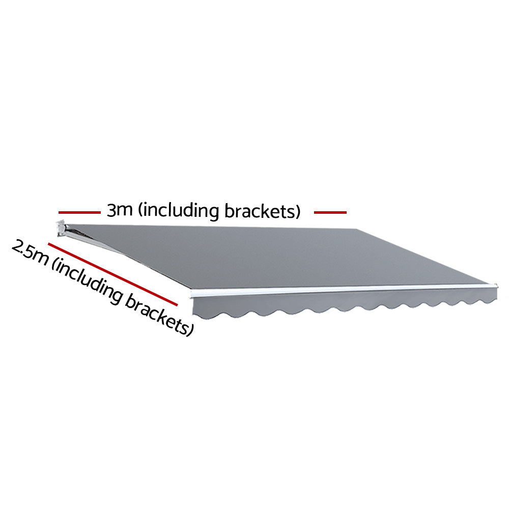 Awnings: Instahut Retractable Folding Arm Awning Motorised Sunshade 3Mx2.5M Pearl Grey