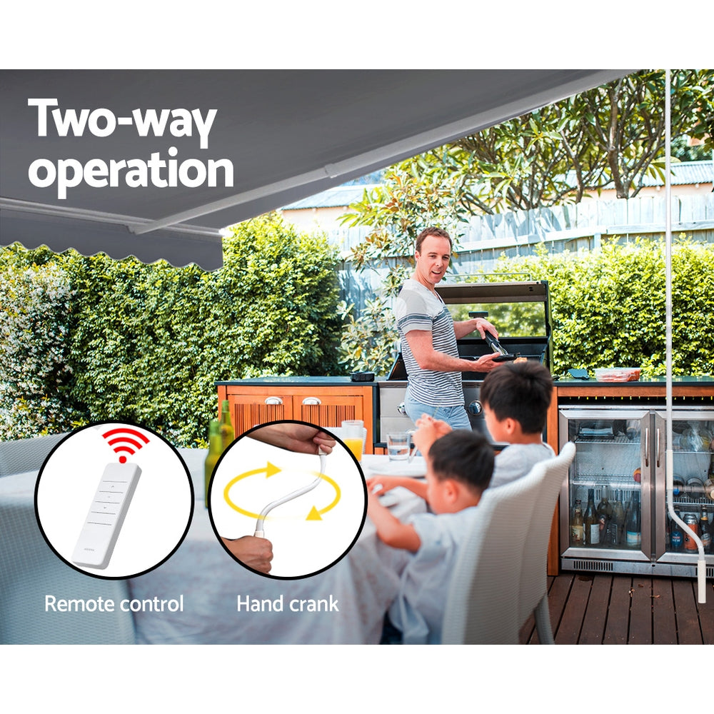 Awnings: Instahut Retractable Folding Arm Awning Motorised Sunshade 3Mx2.5M Pearl Grey
