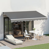 Awnings: Instahut Retractable Folding Arm Awning Motorised Sunshade 3.5M X 2.5M Grey