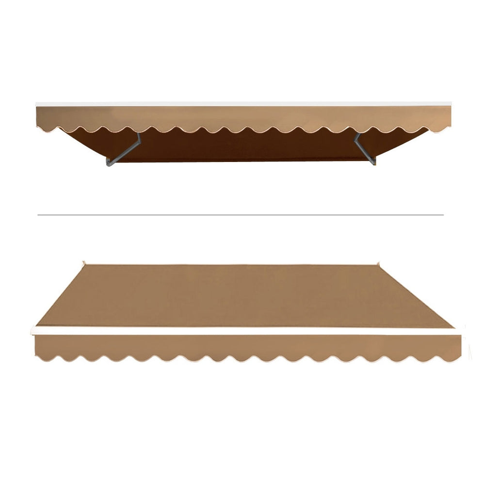 Awnings: Instahut Retractable Folding Arm Awning Motorised Sunshade 4Mx2.5M Beige