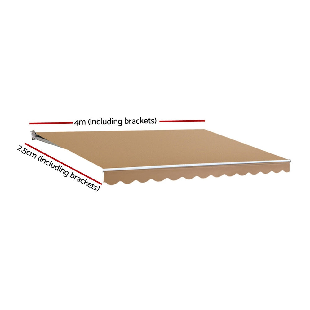 Awnings: Instahut Retractable Folding Arm Awning Motorised Sunshade 4Mx2.5M Beige