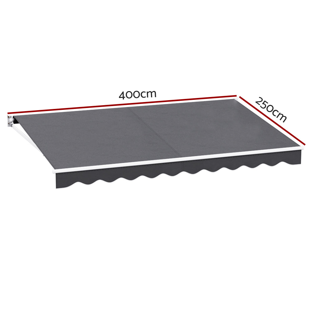 Awnings: Instahut Retractable Folding Arm Awning Motorised Sunshade 4Mx2.5M Grey