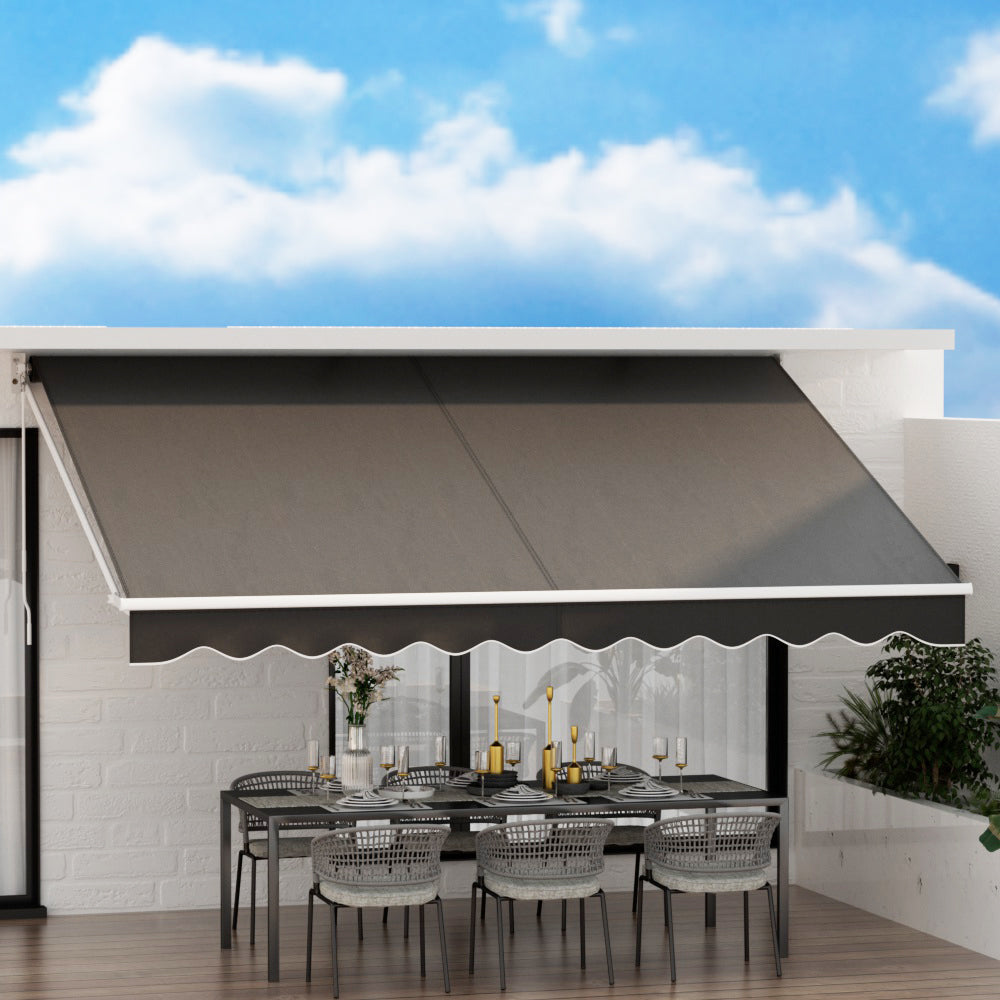 Awnings: Instahut Retractable Folding Arm Awning Motorised Sunshade 4Mx2.5M Grey