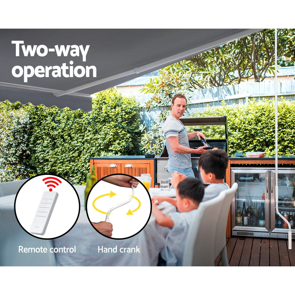 Awnings: Instahut Retractable Folding Arm Awning Motorised Sunshade 4Mx2.5M Pearl Grey