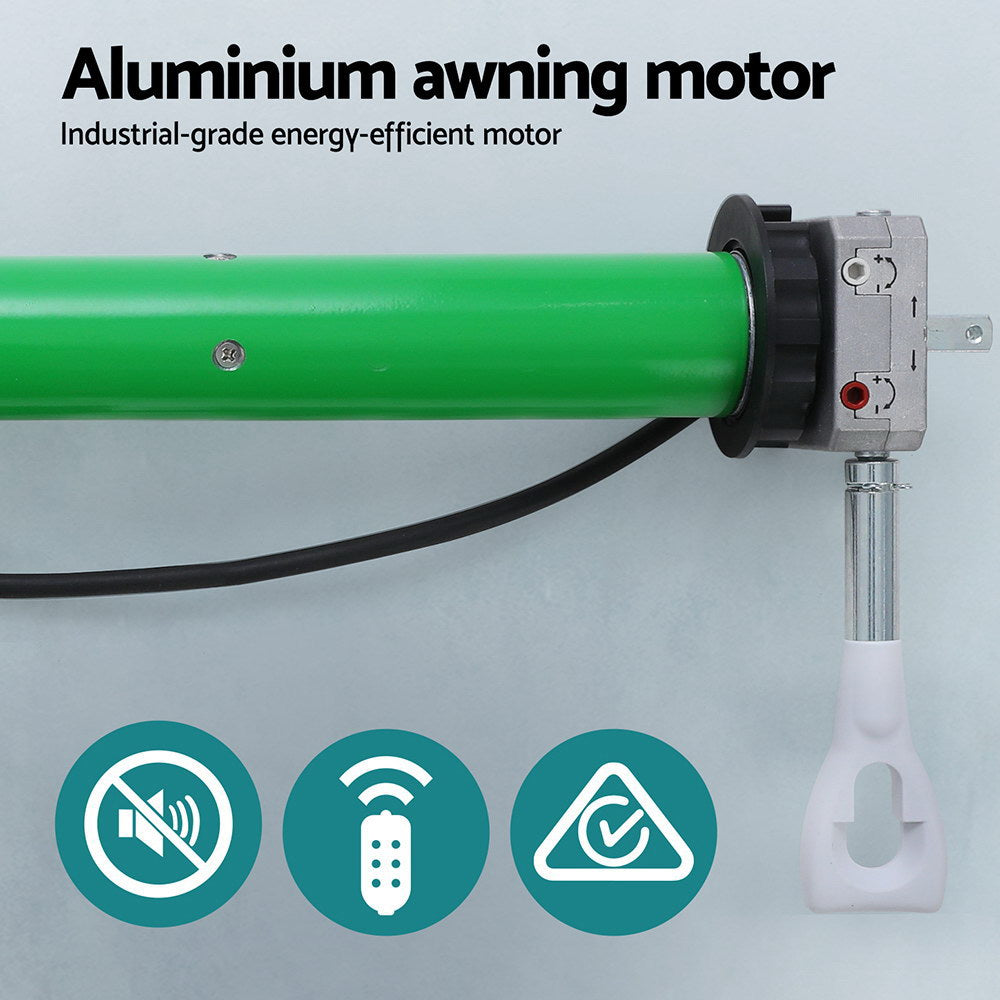 Awnings: Instahut Retractable Folding Arm Awning Motorised Sunshade 4Mx3M Grey White
