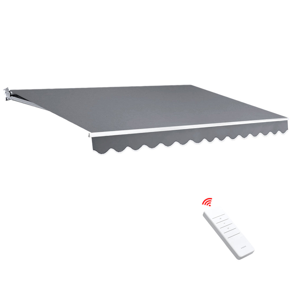 Awnings: Instahut Retractable Folding Arm Awning Motorised Sunshade 4Mx3M Pearl Grey
