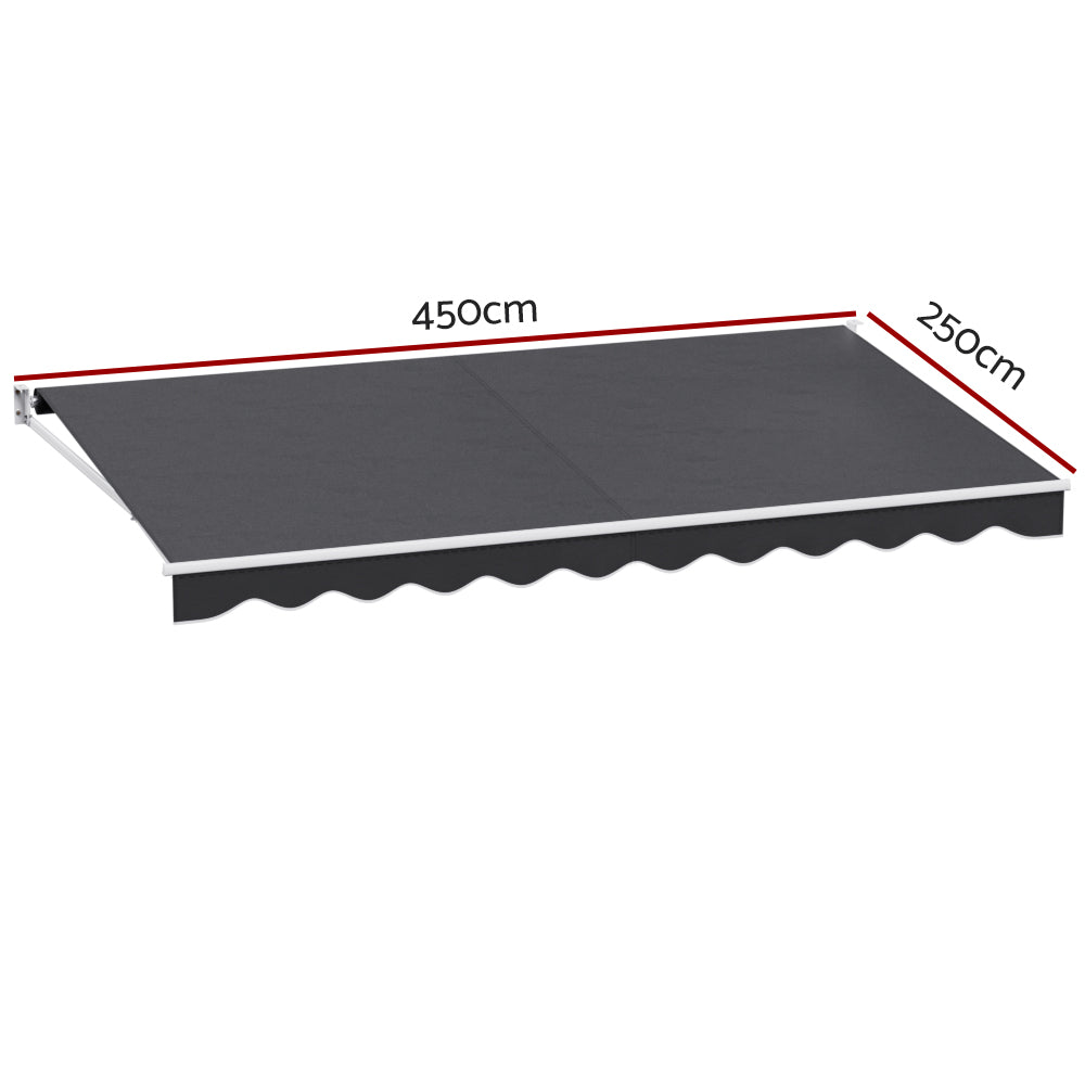 Awnings: Instahut Retractable Folding Arm Awning Motorised Sunshade 4.5Mx2.5M Grey