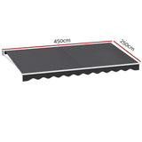 Awnings: Instahut Retractable Folding Arm Awning Motorised Sunshade 4.5Mx2.5M Grey