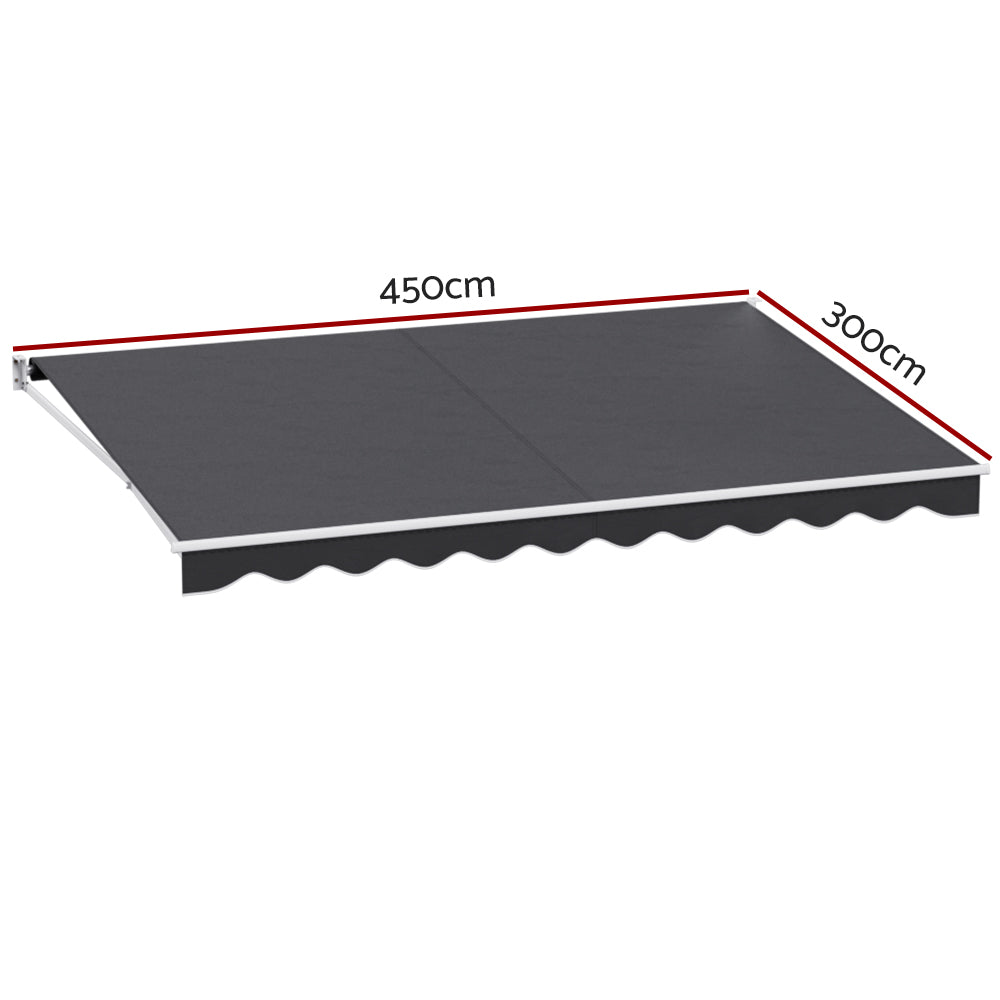 Awnings: Instahut Retractable Folding Arm Awning Motorised Sunshade 4.5Mx3M Grey