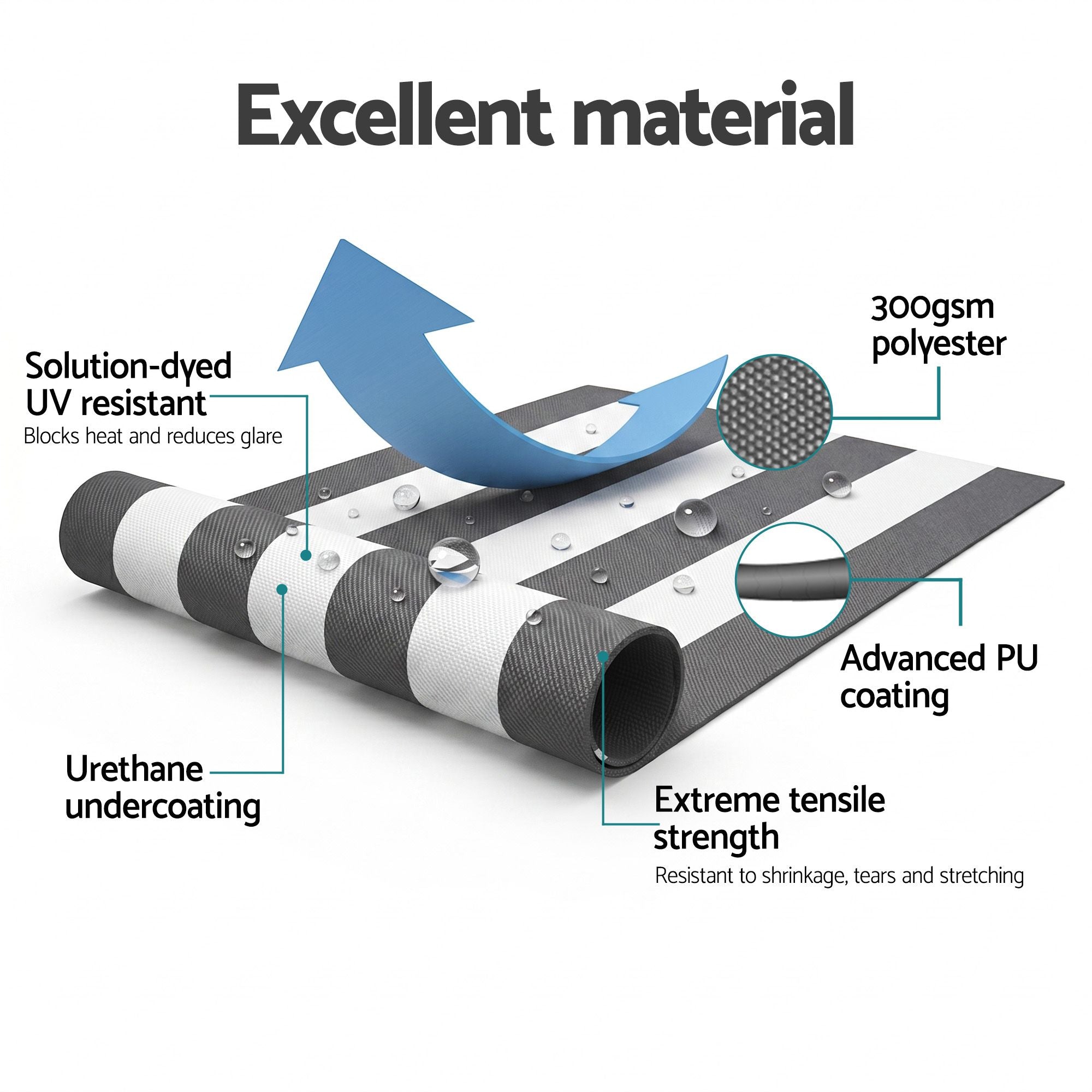 Instahut Retractable Folding Arm Awning Motorised Sunshade 4.5Mx3M Grey White