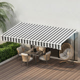Instahut Retractable Folding Arm Awning Motorised Sunshade 4.5Mx3M Grey White