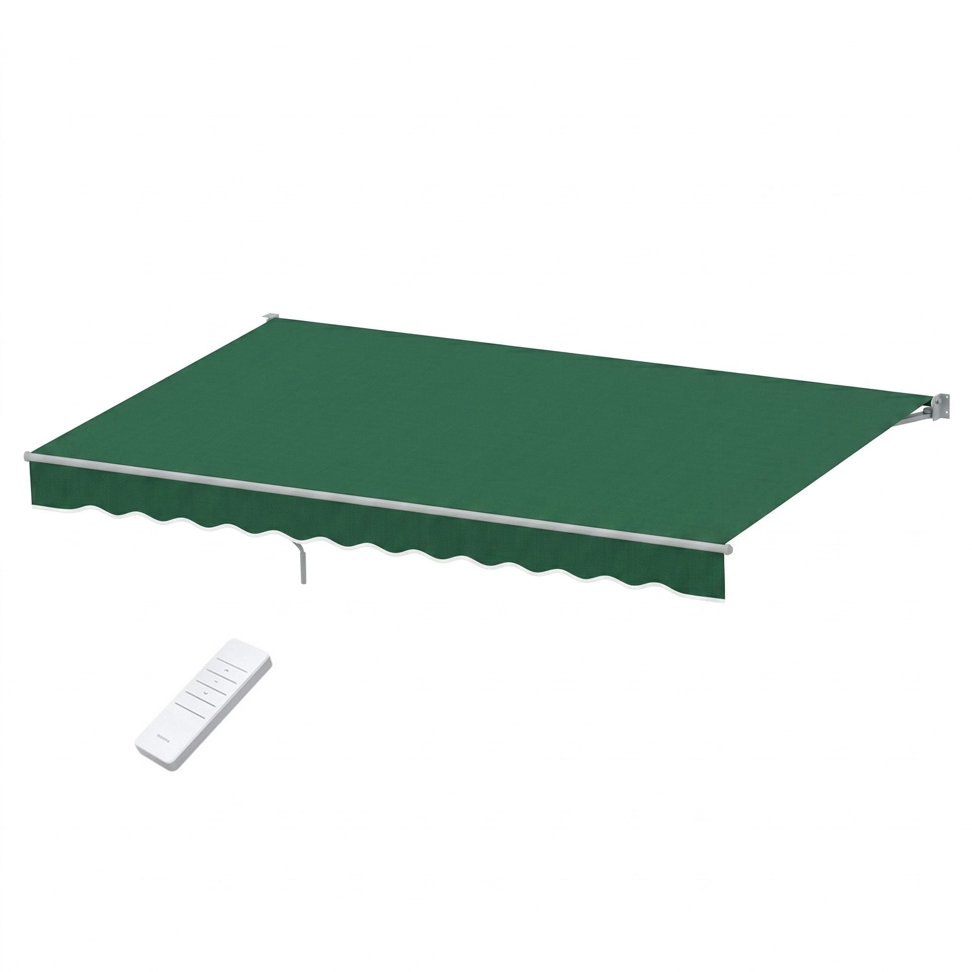 Instahut Retractable Folding Arm Awning Motorised Sunshade 5Mx3M Dark Green