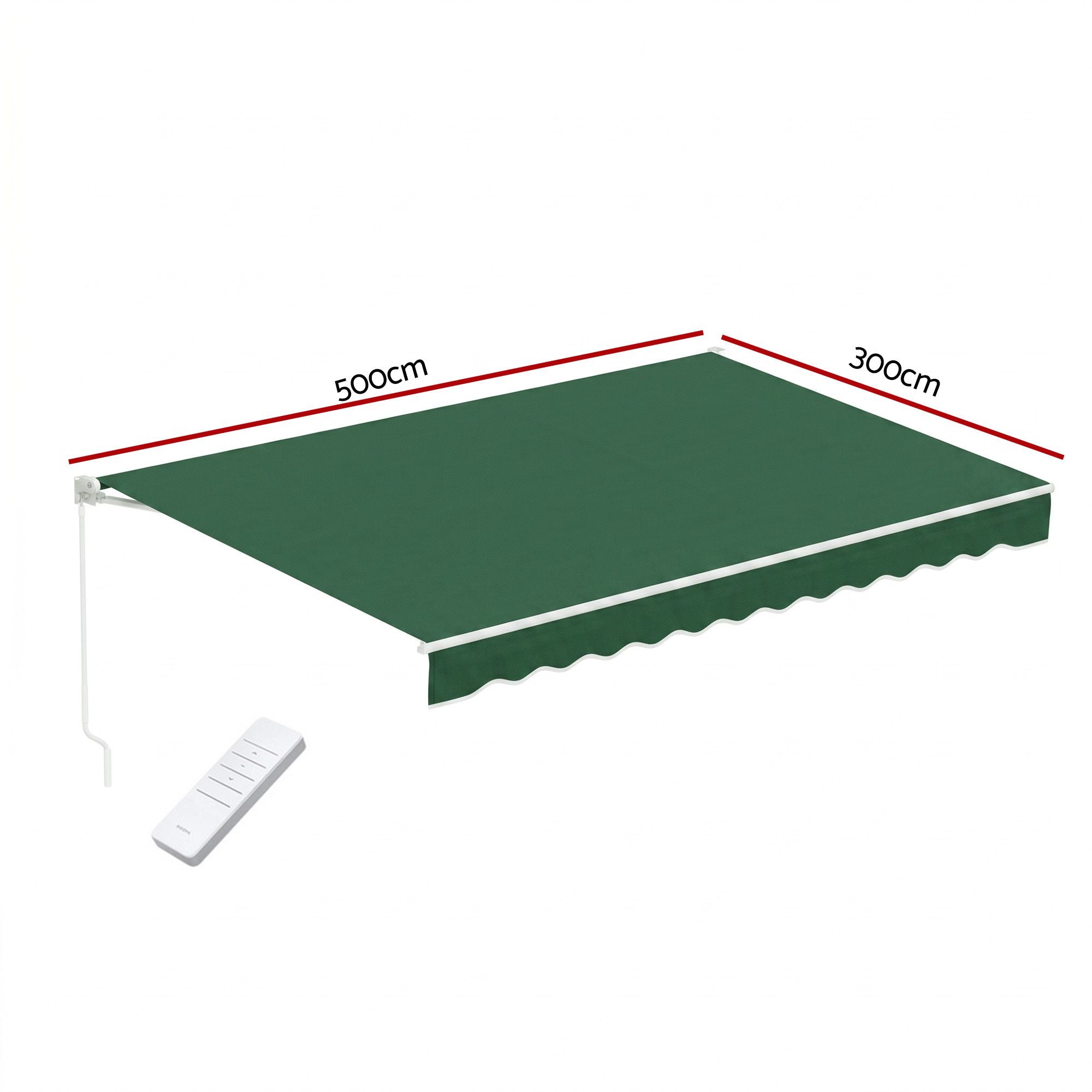 Instahut Retractable Folding Arm Awning Motorised Sunshade 5Mx3M Dark Green