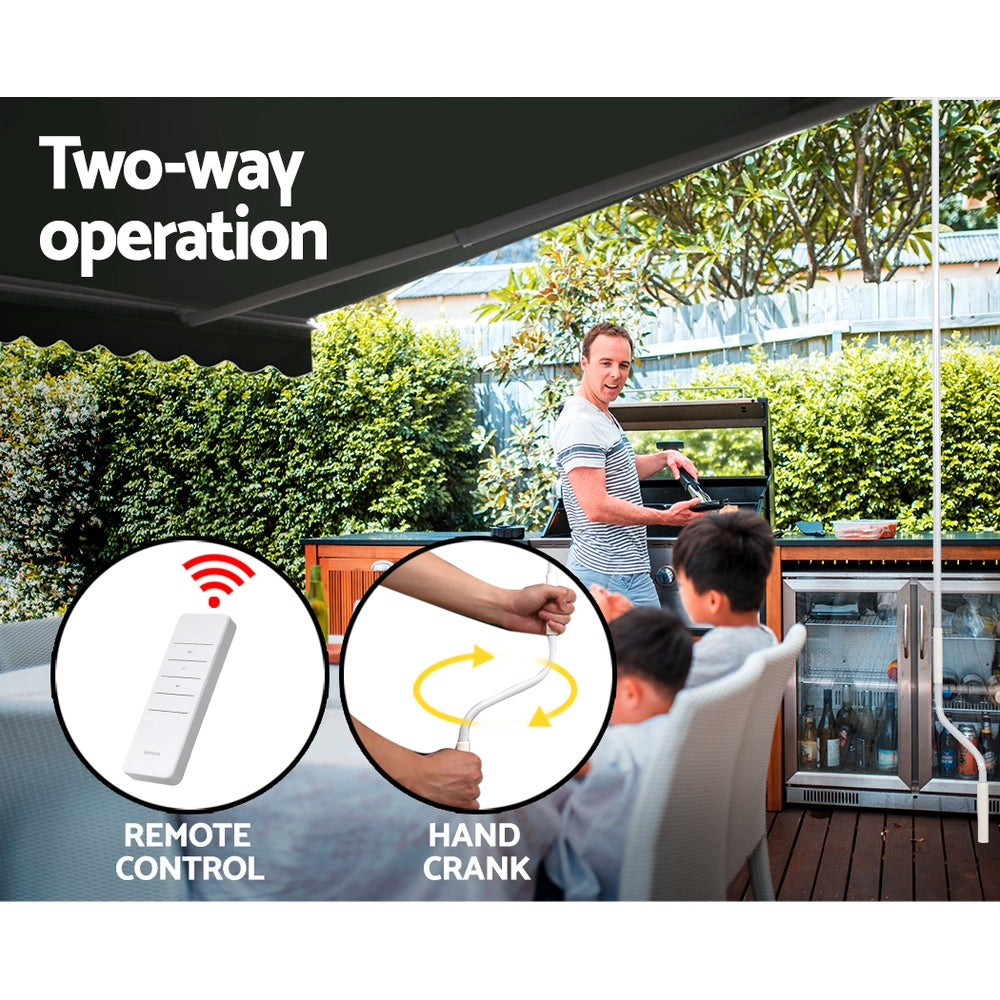 Awnings: Instahut Retractable Folding Arm Awning Motorised Sunshade 5Mx3M Grey