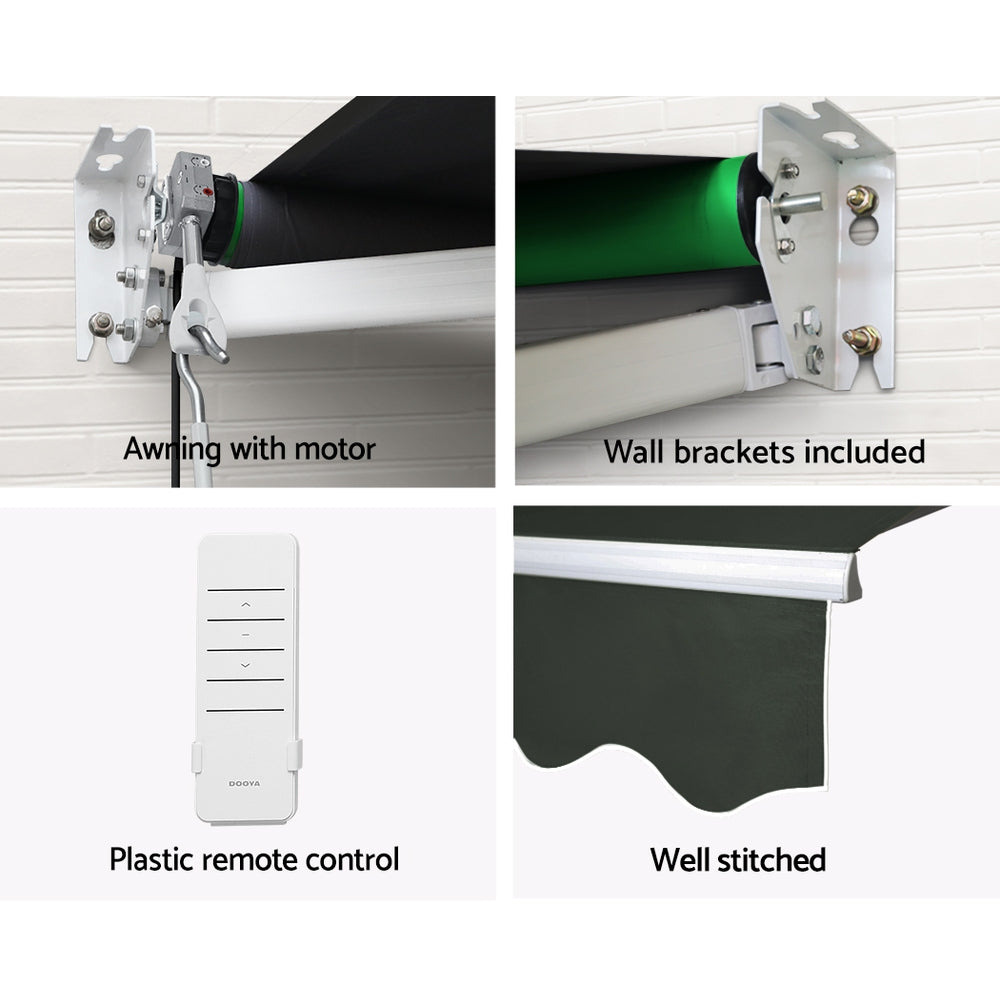 Awnings: Instahut Retractable Folding Arm Awning Motorised Sunshade 5Mx3M Grey