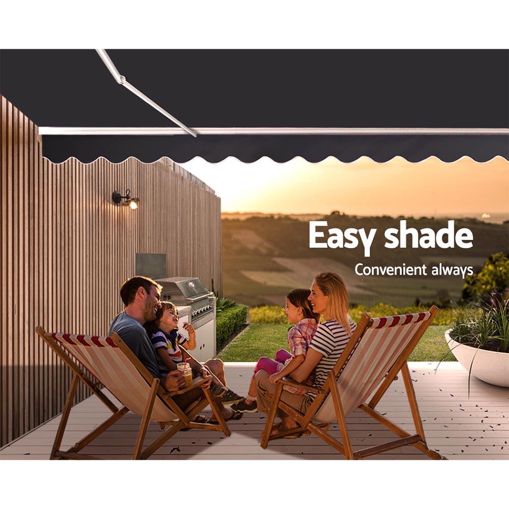 Awnings: Instahut Retractable Folding Arm Awning Motorised Sunshade 5Mx3M Grey