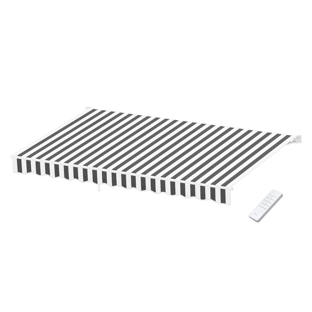 Awnings: Instahut Retractable Folding Arm Awning Motorised Sunshade 5Mx3M Grey White