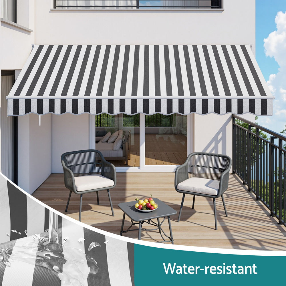 Awnings: Instahut Retractable Folding Arm Awning Motorised Sunshade 5Mx3M Grey White