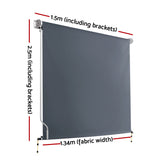 Instahut 1.5X2.5M Outdoor Blinds Awning Roll Down Canopy Retractable Outdoor Blinds Window Shade Grey