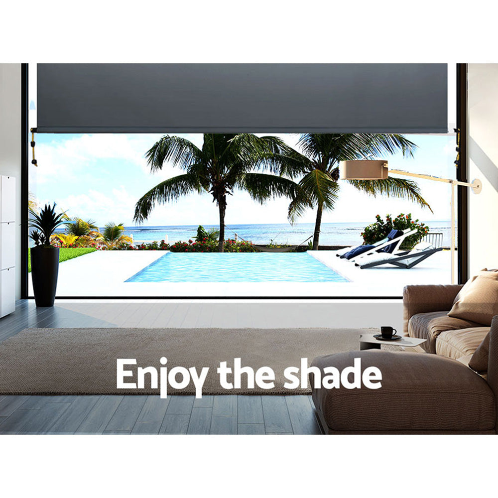 Awnings: Instahut 1.5X2.5M Outdoor Blinds Awning Roll Down Canopy Retractable Outdoor Blinds Window Shade Grey