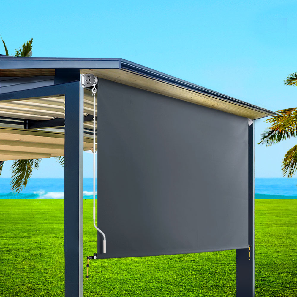 Awnings: Instahut 1.5X2.5M Outdoor Blinds Awning Roll Down Canopy Retractable Outdoor Blinds Window Shade Grey