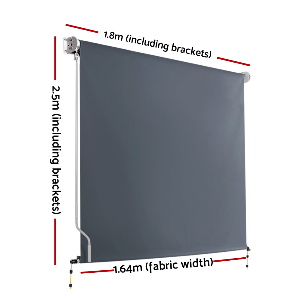Awnings: Instahut 1.8X2.5M Outdoor Blinds Awning Roll Down Canopy Retractable Outdoor Blinds Window Shade Grey