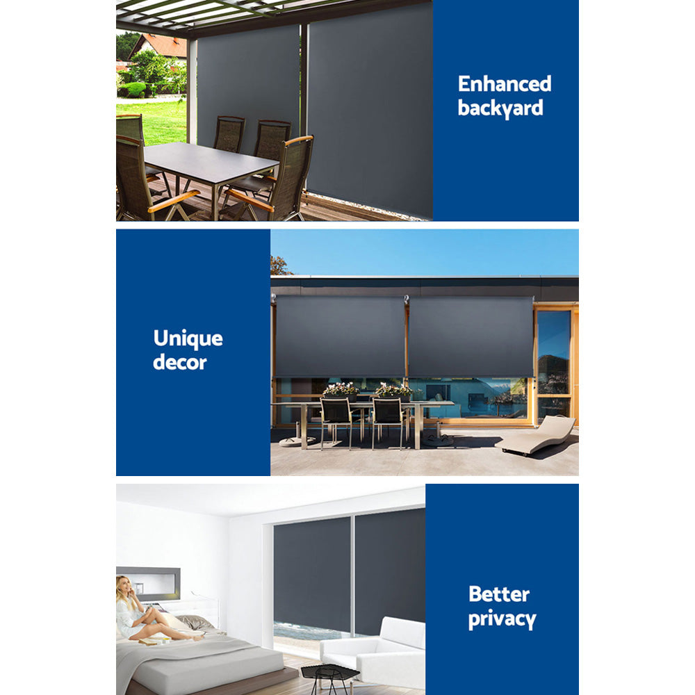 Awnings: Instahut 1.8X2.5M Outdoor Blinds Awning Roll Down Canopy Retractable Outdoor Blinds Window Shade Grey