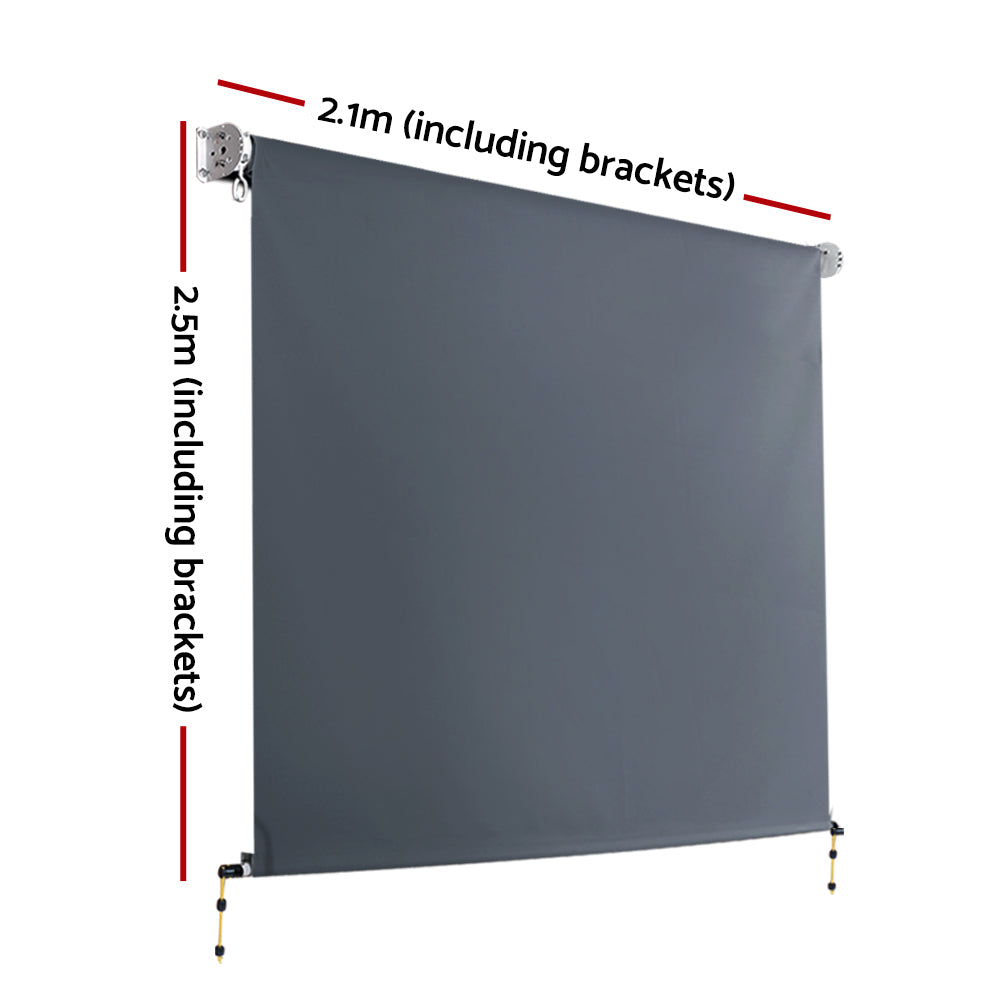 Awnings: Instahut 2.1X2.5M Outdoor Blinds Awning Roll Down Canopy Retractable Outdoor Blinds Window Shade Grey