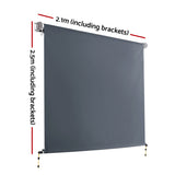 Instahut 2.1X2.5M Outdoor Blinds Awning Roll Down Canopy Retractable Outdoor Blinds Window Shade Grey