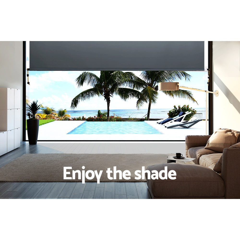 Awnings: Instahut 2.1X2.5M Outdoor Blinds Awning Roll Down Canopy Retractable Outdoor Blinds Window Shade Grey
