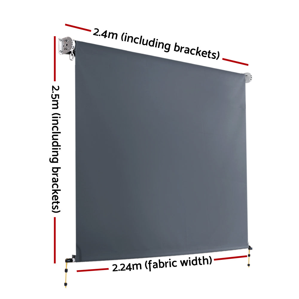 Awnings: Instahut 2.4X2.5M Outdoor Blinds Awning Roll Down Canopy Retractable Outdoor Blinds Window Shade Grey