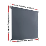 Instahut 2.4X2.5M Outdoor Blinds Awning Roll Down Canopy Retractable Outdoor Blinds Window Shade Grey